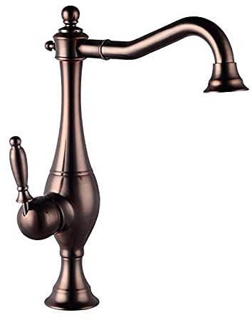 Grifo de Agua con una Sola manija, Giratorio 360, Grifo de Lavabo marrón, grifos de Agua fría y Caliente con Dibujo de latón, Grifo para Fregadero Kiten, sin Plomo y sin níquel/marrón