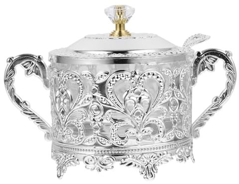 PHENOFICE Contenitore Spezie in Vetro e Ferro con Coperchio Barattolo Condimenti Multiuso per Cucina Tavola Ristorante Conservazione Zucchero Pepe