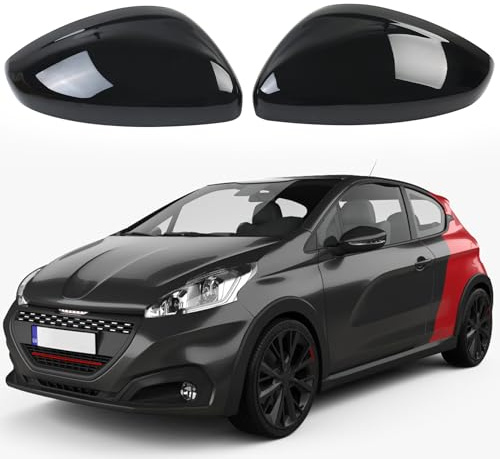 Gemsaya 1 Paar Auto Außenspiegel Abdeckungen Kappe Passend für Peugeot 208 2012-2019, Opel Corsa F/Mokka B 2019-2025, Rückspiegelkappen Abdeckungen, Links Rechts Rückspiegelkappen, Schwarz