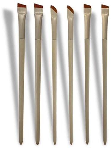 Set di 6 pennelli angolati ultra-sottili per sopracciglia ed eyeliner. Ideali per polvere, gel, tinta e pomata. Kit professionale per un trucco occhi preciso e definito.
