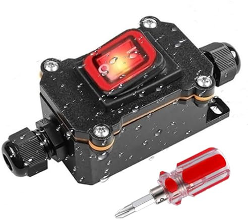 Wjelet Wasserdichter Inline Schalter 12V,IP67 20A DC DPST Kabelschalter 4 Polig, Wasserdichter Aufputz Schalter & Schnurschalter mit Mini Schraubendreher, Auf beiden Seiten Ein und Ausgang