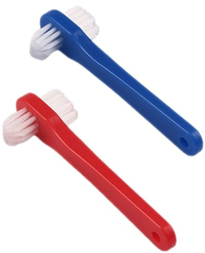 MOTHNUR Spazzolino Denti per Protesi Doppia Testina Set da 2 Pezzi, Piccolo Spazzolino Dentale Setole Medie Resistenti, Strumento per Pulizia Orale Comodo per Anziani e Apparecchi