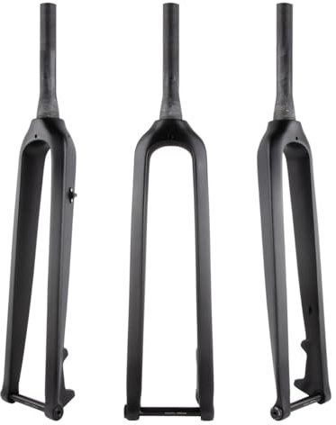 HZXQCVB 26/27,5/29'' Forcella Rigida MTB Diritto/Conico da 1-1/8'' Fibra di Carbonio Forcella Anteriore Freno A Disco 15X100mm Perno Passante Passaggio Cavi Interno(Tapered Matte Black,27.5'')