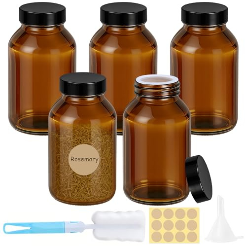 Ferenando 5 Stück Braungläser 500ml mit Schraubverschluss & Innendeckel