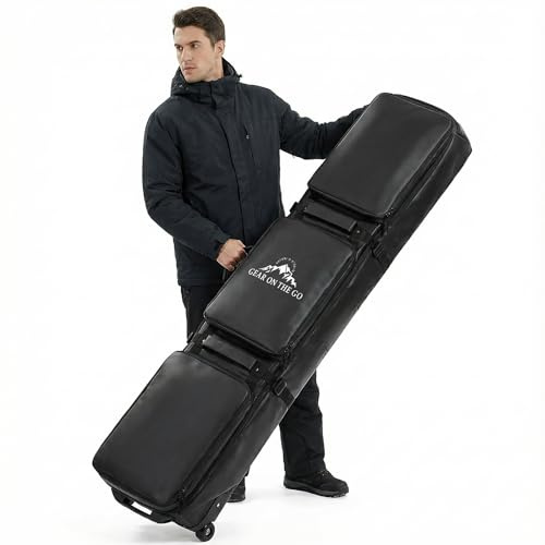 YESUNEED Ski Bag with Wheels, 69–73 Inch Snowboard Bag, Waterproof 900D Ski Bags for Air Travel, Padded Extendable Snowboard Bag with Wheels