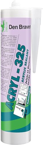 Den Braven Acryl 325 - Mastic Acrylique Joints et Fissures – Intérieur – Pour Escaliers, Murs, Plafonds, Plinthes, Fenêtres, Béton – Tous Matériaux – Couleur Gris – 300 ml