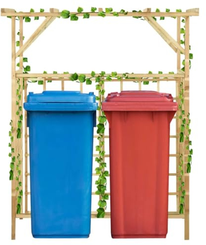 Nqyjm Pergola pour 2 poubelles en pin imprégné pour jardin, terrasse, extérieur