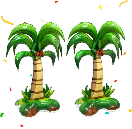 2 Aufblasbare Palme,Hawaii Deko Kokosnuss Palme Ballons Stehend,Dekopalme zum Aufblasen,125 * 87 cm,für Strand Tropisch, Sommer Party Deko,Poolparty,Strandaktivitäten