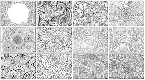 Tischsets I Platzsets | Malvorlagen für Erwachsene - Mandala Mix - 12 Stück in hochwertiger Aufbewahrungsmappe