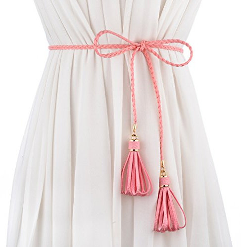 Cheerlife Damen Vintage Schmaler Flechtgürtel Hüftgürtel geflochten Gürtel Taillengürtel Kleid Belt Gürtel Rosa