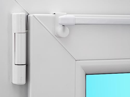 dekondo Gardinenstange/Vitragestange Capri, weiß, oval, ausziehbar, inkl. Fensterhaken/Befestigung für einen Klemmbereich von 15-20 mm (60-80 cm ausziehbar)