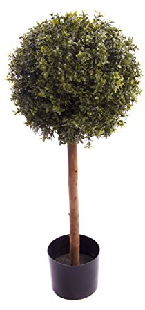 Best Artificial Natural Look 3ft 90cm Boxwood Topiary Single Ball Tree UV Fade Protected