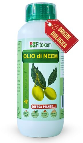 FITOKEM - Aceite de Neem para Plantas Biológico (1 Litro) Neem Oil Concentrado, Excelente Contra Adversidades Externas de Huerta y Jardín, 100% Natural No Tóxico para Plantas, Animales, Personas