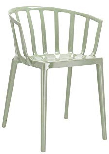 Kartell 5806 Sedia Venice, Policarbonato colorato in Massa o Verniciato con Trattamento Soft Touch, Verde Salvia, 51x75x51 cm, 2 unità