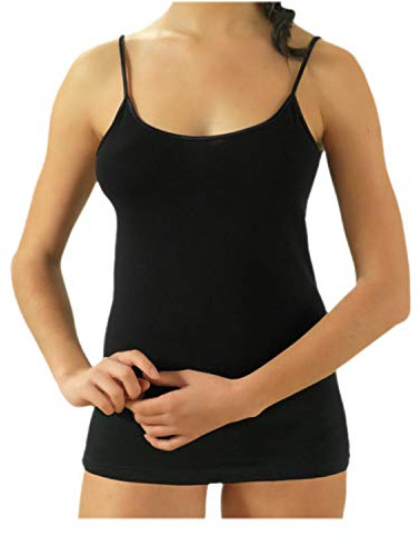 BODYPERFECT Canotta in Cotone Scollo Rotondo e Spalla Stretta Top Senza Maniche in Due Colori Bianco e Nero (Nero, XX-Large)