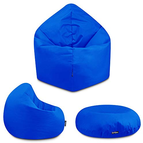BuBiBag - 2in1 Sitzsack Bodenkissen - Outdoor Sitzsäcke Indoor Beanbag in 32 Farben und 3 Größen - Sitzkissen für Kinder und Erwachsene (100 cm Durchmesser, Blau)