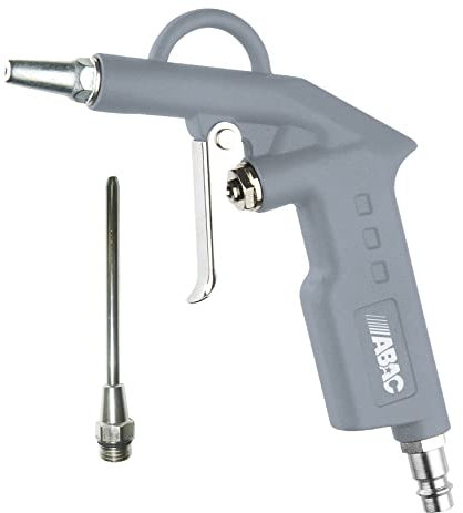ABAC Pistolet à Air Comprimé G-502, Pistolet à Air avec Buse Courte et Longue de 10 cm, Buse de 2 mm, Pression Max. 8 Bar, Aluminium
