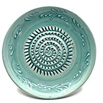 Kaladia - Piatto per grattugia in ceramica, ideale per zenzero, parmigiano, ecc. - Motivo: turchese - Diametro: 12 cm - fatto a mano e dipinto a mano - Made in Spain