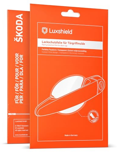 Luxshield bil dörrhandtag skyddsfilm infällt grepp för Skoda Enyaq iV 5A I 2021-2026 - repskydd, lackskyddsfilm - transparent glansig