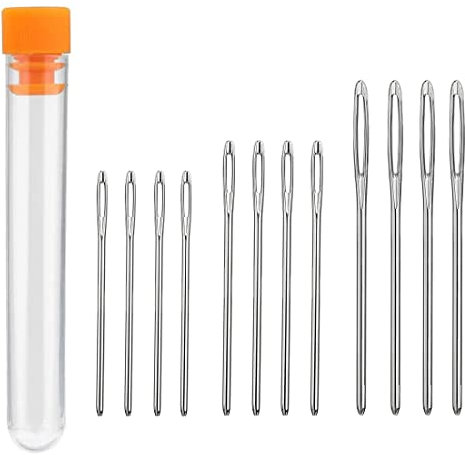 LuLiyLdJ Stopfnadeln, Nähnadelset 12 stumpfe Nadeln, Sticknadeln, großäugige stumpfe Nadeln, großäugige gerade Nadeln (5,3 cm, 6 cm, 7 cm) mit transparenter Flasche (12 Stück)