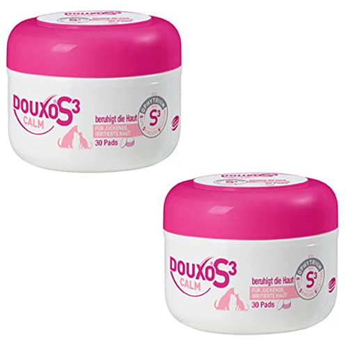 Douxo S3 Calm Pads | Doppelpack | 2 x 30 Stück | Beruhigende Hautpflege für Hunde und Katzen | Bei juckender, gereizter und empfindlicher Haut | Hypoallergen und pH-angepasst