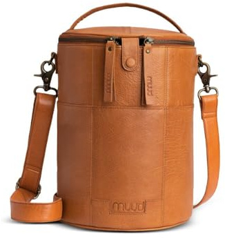 muud Saturn XL handgefertigte Ledertasche/Stricktasche/Kulturbeutel/Scherentasche Whisky