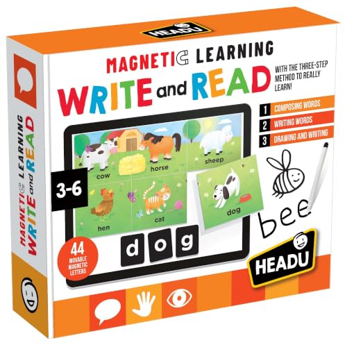 HEADU Laboratorio magnético de lectura y escritura, juguetes educativos, aprende a leer, aprender a escribir, juegos educativos, edades de 3 a 6 años