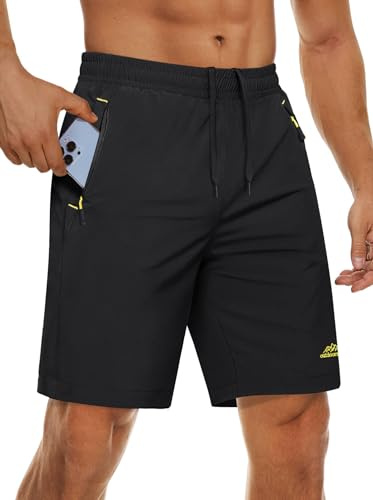 MAGCOMSEN Men's Gym Shorts with Zip Pockets Sport Running Shorts Quick Dry Hiking Swimming Shorts Walking Work Outdoor Shorts