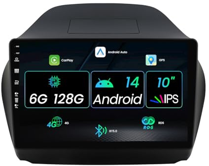 MISONDA Android 14 Autoradio 10 Zoll Doppel Din Radio Für Hyundai Tucson 2 LM IX35 (2009-2015) mit GPS Navigation Bluetooth AM FM WiFi SWC Carplay DSP RDS DAB-6G+128G