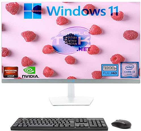 SIMPLETEK - PC tout-en-un 27 FHD Core i3 Windows 11 | 8 Go RAM SSD 240 Go | Puissant et polyvalent, travail et divertissement