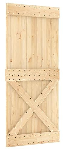 vidaXL Porte, Porte Coulissante Suspendue, Porte de Grange Chambre à Coucher Cuisine Garage Entrée Maison Intérieur, Bois Massif de Pin
