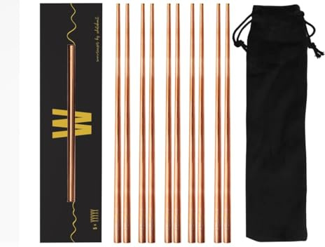 WHATAKANT - Sumoringer Edelstahl Essstäbchen | 10er Set in Kupfer | nachhaltige & wiederverwendbare Sushi Stäbchen mit Samtbeutel to go | japanische Essstäbchen spülmaschinenfest | 23 cm Länge
