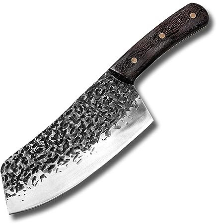 FBITE 6.7 pouces forgé couteau de cuisine boucher hacher couteau de Chef manche en bois fait à la main Camping chasse tranchant abattage couteau de boucher