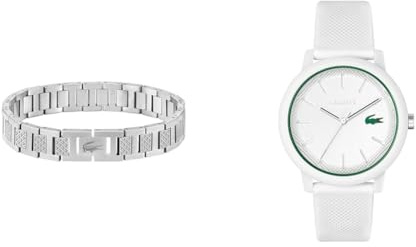 Lacoste Analog Quarzuhr für Herren mit Weisses Silikonarmband - 2011169 Armband mit Knebelverschluss für Herren Kollektion Metropole Verziert mit Petit piqué Muster - 2040117
