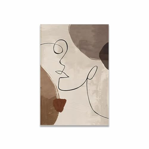 Leinwanddruck, Linien, abstraktes Mädchen, brauner Block Bilder Druck auf Leinwand Poster, Wohnzimmer, Schlafzimmer, Wandbild, Kunst, Heimdekoration, Gemälde, 30 x 42 cm, ohne Rahmen, rahmenlos