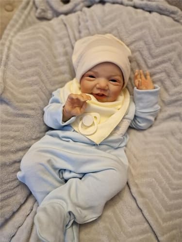 Anano Reborn Baby Silikon Körper 50cm Reborn Baby Puppe Junge Vollsilikon Babypuppen Lebensechte Echte Reborn Toddler Babys Puppen Die Aussehen Wie Echte Mit Spielzeug Für Kinder 3+