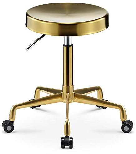 DDKYHU Hocker auf Rollen, Sattelhocker mit Rollen, Hocker mit gelbem Edelstahlsitz, verstellbare Höhe 40–54 cm (Stil Nr. 1) (Stil Nr. 2)