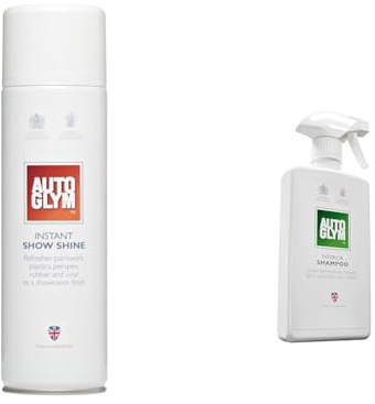 Autoglym Instant Show Shine, 450mL - Car Shine Spray Refreshes Paintwork, Plastics, Perspex, Rubber & Interior Shampoo, 500ml - Car Interior Shampoo That Cleans and Freshens Carpets, Fabrics