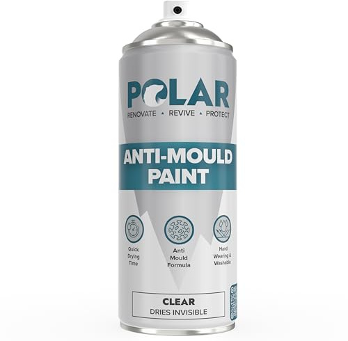 Polar Anti Mould Spray Paint Clear - 400ml | Invisible Mould Resistant Paint for Internal Bathroom, Kitchen Walls & Ceilings | Long Lasting Protection for Indoor Use | Easy To Apply