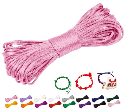 CAMAL 2mm Filo per Braccialetti, Fili Nylon per Braccialetti 20m Filo Nylon Cordoncino per Collane Fai Da Te, Cordino per Braccialetti, Gioiello, Perline, Artigianato (Rosa intenso)
