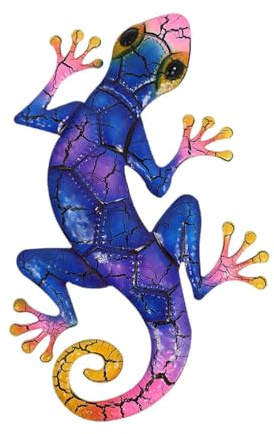 HANABASS 1pc Metal Gecko Wall Decor, Lizard Art Wall Decorations, Fence Sculpture Hanging, Home Wall Animal Statue Ornament Garden Decorations Outdoor for Backyard Garden Balcony Fence Wall Decor