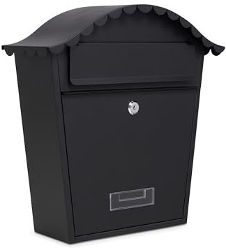 Assorted Collections Cassetta postale da parete, con serratura e 2 chiavi, in acciaio zincato resistente alle intemperie, facile da installare, 36x13x37 cm (nero)