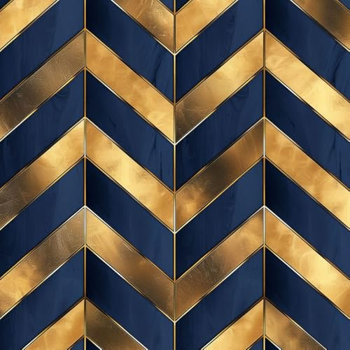 JIAOQSS Selbstklebende Tapete Gold Streifen Blau Mustertapete Klebefolie Möbel Muster Tapete Möbelfolie Selbstklebend für Schrank Tapete Schlafzimmer Muster