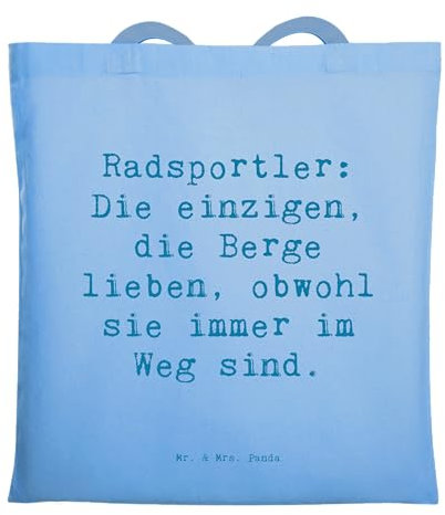 Mr. & Mrs. Panda Tragetasche Spruch Radsport Berge - Geschenk, Berge lieben, Pedale, Abenteuer, Badetasche, Bewegung, Ausdauer, Jutetasche,