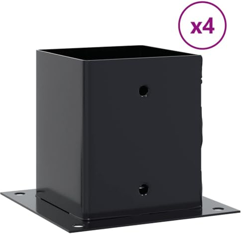 vidaXL Bases de poteau carrées 4 pcs anthracite 121x121 mm, base de clôture en béton, base de poteau de clôture, support de poteau en métal