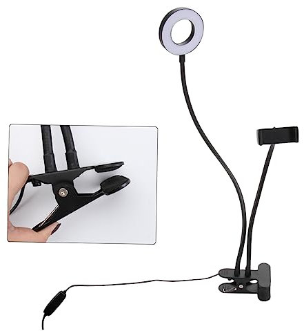 jojofuny Lamp with Phone Holder Clip Dimmable for Makeup Photography Live Streaming Gooseneck Arm for Lighting Anywhere