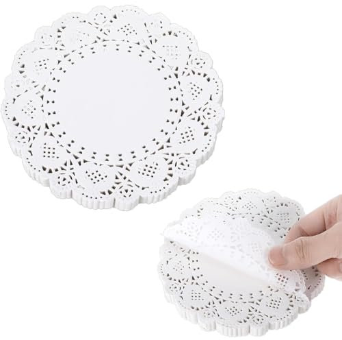 CATOR 300 Stück Tortenspitze Rund, 11.4cm（4.5 Zoll） Tortenpapier Weißes Spitzenpapier Kuchen Tortendeckchen Aus Papier Tortenunterlage für Hochzeit, Geburtstag, Kuchen, Desserts, Pizza