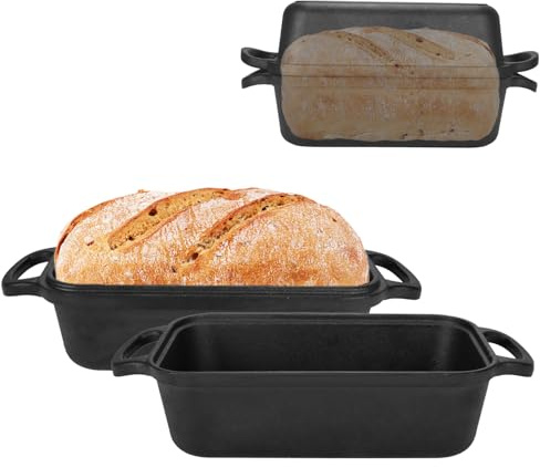An & Guo Gusseisen Brotbackform mit Deckel 22,96 cm × 12,78 cm, Bread Pans for Homemade Bread, Heavy Duty Loaf Pans for Baking Bread, Backofen. Durable Loaf Pans for Oven Baking, Set of 2