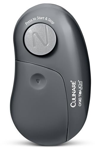 Culinare One Touch Apriscatole Elettronico, Grigio, Plastica/acciaio inox, Apriscatole Automatico, Funzionamento a Batterie/Utilizzo Senza Mani/Batterie Non Incluse