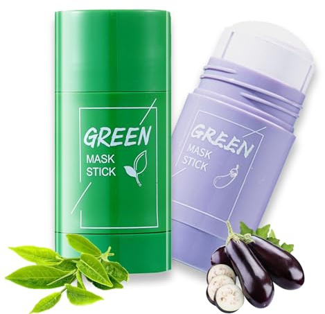 Green Mask Stick - Tiefenreinigende Schmiermaske, Feuchtigkeitsspendende und pflegende Haut - Reinigungsmaskenstock 2PCS - Schlammmaske Stick Gesicht zur Anti Akne und Poren Verkleinern